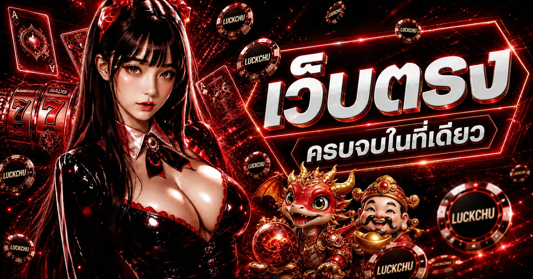 แบนเนอร์ LUCKCHU เว็บตรง คาสิโน สล็อต และบริการในที่เดียว